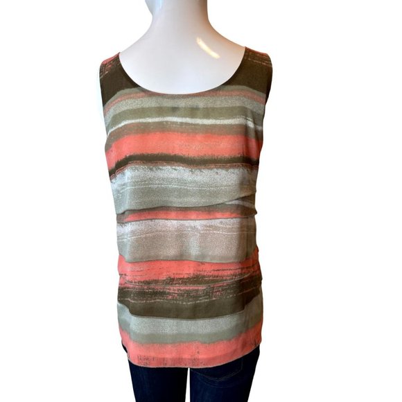 Kenneth Cole Womens Sleeveless Blouse Tank Top Ruffle Scoop Neck Multicolor SZ 6 - Picture 2 of 7